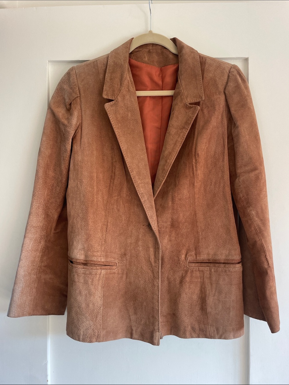 Tailored Suede Blazer Jacket in Rust